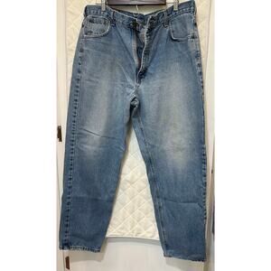 Carhartt 100% Cotton Demin Jean 40X32 PreOwned Light Stains